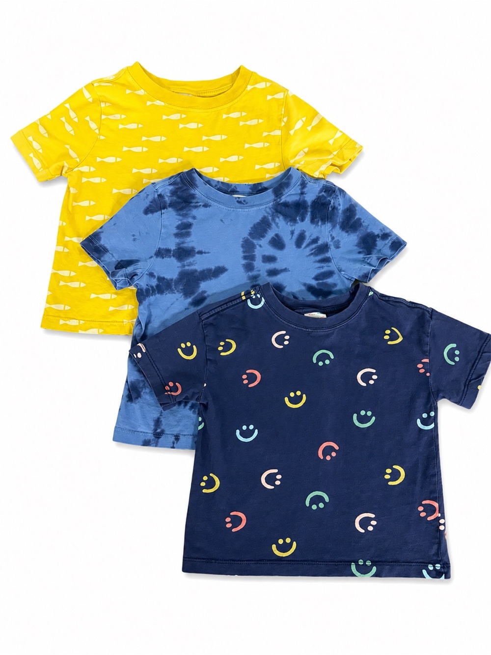 Hanna Anderson 3-Pack Short Sleeve T-Shirts - Yellow, Blue, Navy - Size 3T